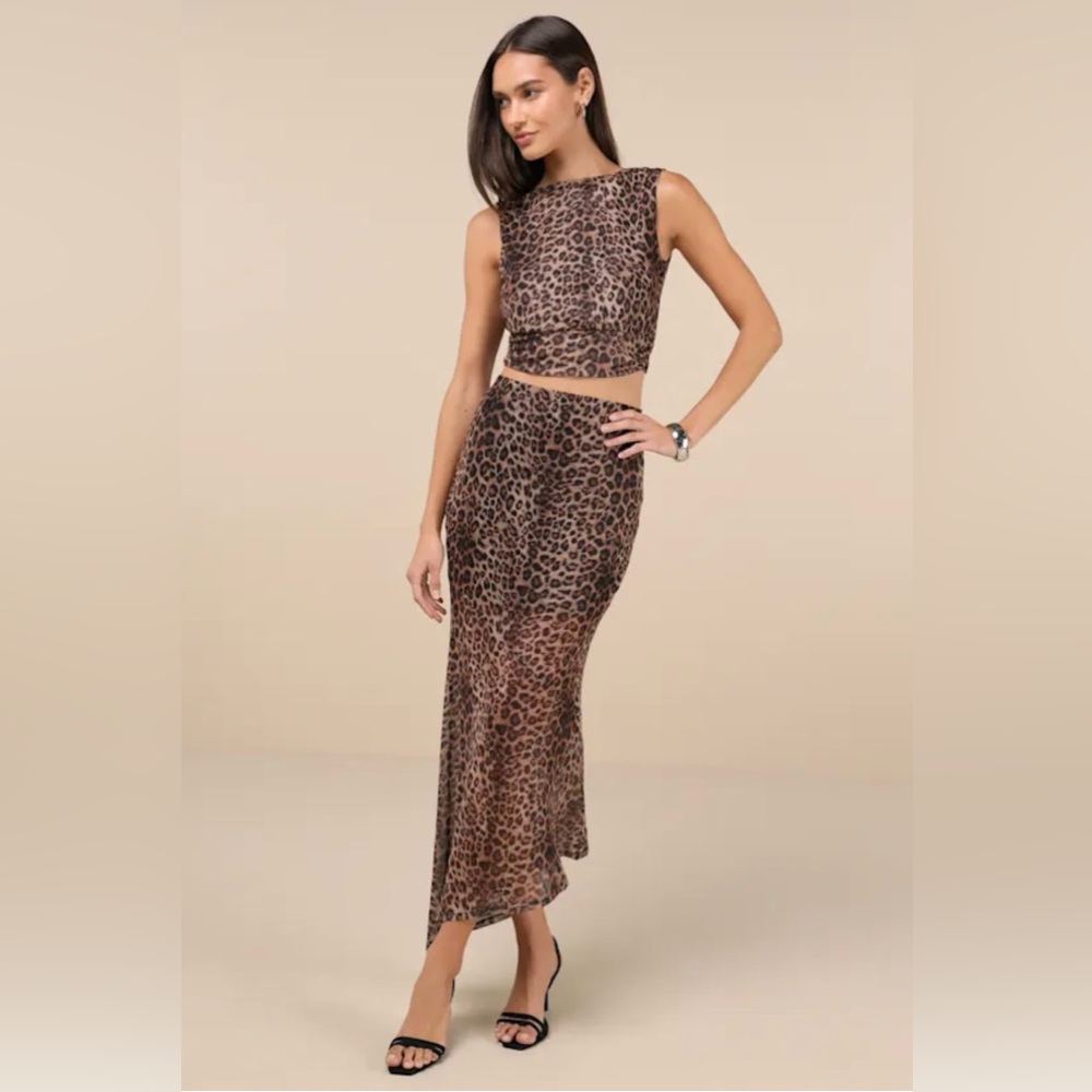 Leapord mesh skirt
